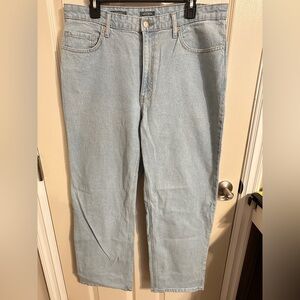 Wild Fable 90's Relaxed Straight Glitter High-Waisted Jean, Light Blue, Sz 12